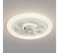 IBalody Elegante Ventilador de Techo Blanco con luz, Ventilador de Techo de 6 velocidades, Ventilador silencioso Moderno, Luces de Techo, lámpara de Ventilador LED Regulable para Dormitorio