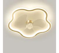 IBalody Luz de Ventilador de Mudo de Mudo Interior Elegante Luz de Techo Dorado nórdico con Ventilador 56W LED DIMBIBLE, Luces de Ventilador de Techo de 6 velocidades para la Sala de Estar Dormitorio