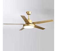 IBalody Ventilador de Techo con Control Remoto para Interiores, Ventilador de Metal Dorado silencioso con luz de 3 velocidades, Ventilador de Techo con luz LED para Sala de Estar y Dormitorio