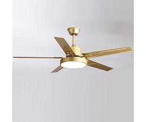 IBalody Ventilador de Techo con Control Remoto para Interiores, Ventilador de Metal Dorado silencioso con luz de 3 velocidades, Ventilador de Techo con luz LED para Sala de Estar y Dormitorio