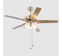 IBalody Ventilador de Techo de Oro Industrial con Luces Pantalla de Vidrio Ventilador de Techo de Metal Creativo Luz de Ventilador de Silencio de 3 velocidades para Comedor Sala de Estar Dormitorio