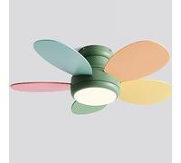 IBalody Ventilador de techo LED de colores, luz remota de 6 velocidades, ventilador de luz para habitación de niños, ventilador de techo silencioso con luz para comedor de jardín de infantes