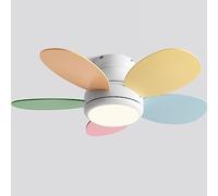 IBalody Ventilador de techo LED de colores, luz remota de 6 velocidades, ventilador de luz para habitación de niños, ventilador de techo silencioso con luz para comedor de jardín de infantes