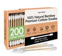 Ibambo Paquete de 200 hisopos de algodón 100% bambú, bastoncillos de algodón de doble punta para limpieza de oídos, hisopos de bambú para belleza y cuidado personal, certificado FSC e hipoalergénicos
