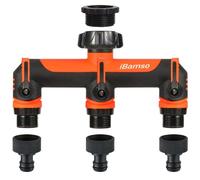 iBamso Divisor de Manguera de Jardín, Conector de Grifo de 3 Vías 3/4 «Divisor de Grifo de Jardín, Divisor de Grifo Mango Extendido, Adaptador de Grifo Conector de Manguera de Jardín - Naranja