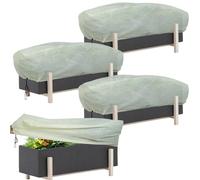 iBamso Funda para Plantas de Invierno, Rectangular Protección contra Heladas para Jardineras, Cubierta Protectora contra Heladas con Cordón Protege las Flores en Jardineras -4 Piezas(120 x 45 x 40 cm)