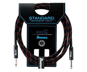 Ibanez si10-bw 10 ft 2 conectores recto estándar de Cable de instrumento - color negro/rojo vino