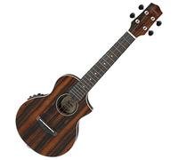 IBANEZ Ukelele electroacústico de concierto Macassar de madera de ébano con cutaway, color marrón oscuro (UEW13MEE-DBO)