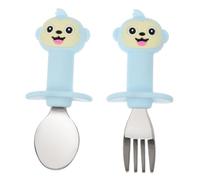 ibasenice 1 Juego 2 Piezas Tenedor Cuchara Cucharas De Bebe Cucharas De Silicona Para Bebés Cuchara Infantil Alimentación Complementaria Niño Pequeño Gel De Sílice Tenedor Para Niños