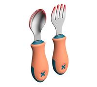 ibasenice 1 Juego cuchara y tenedor de entrenamiento baby spoons vajilla de acero inoxidable cubiertos infantiles mostrada cuchara infantil de acero y silicona cuchara de acero para bebe