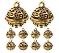 ibasenice 10 mini campanillas para manualidades: Mini adornos de cascabeles de 15 mm - Colgantes de campana festivos para de árbol de Navidad, campanillas de viento, collares de perros y gatos, y