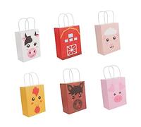 ibasenice 12 Bolsas De Papel De Animales para Niños Bolsas De Regalo De Papel Marrón Bolsas De Fiesta para Niños Bolsas De Papel para Aperitivos Saco De Aperitivos Suministros De Fiesta De