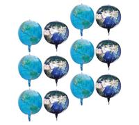 ibasenice 12 Piezas Globos de Planeta Redondos de Globos de Aluminio Flotantes con Mapa del Mundo Decoración para Fiestas de Cumpleaños y Día Tierra