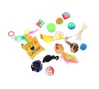 ibasenice 14 Piezas Juego de Juguetes para Gatos plushies Cat Toys Juguete Interactivo para Gatos Juguetes para Gatos con Gatito Masticar Juguete Bolas de Campana de Gato el plastico