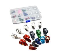 ibasenice 15piezas Púas Para Guitarra Acero Inoxidable Con Púas De Celuloide Para Pulgar Índice Estuche De Almacenamiento De Compartimentos Ligeras y Duraderas Para Guitarra