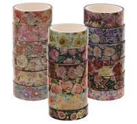 ibasenice 18 Rollos Rollos de Cinta de Papel Japonesa Washi Diseño Delicado y Bloqueo Dorado para Manualidades DIY y Decoración de Diarios