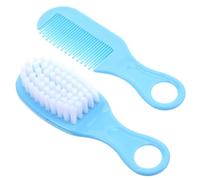 ibasenice 1juego Peine y Cepillo Para Bebés Set De Masaje Para Recién Nacidos Azul Estimula La Circulación Sanguínea Desarrollo Cerebral Material Antiestático y Diseño De Dientes