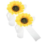 ibasenice 2 Abrazaderas para Cortinas sin Necesidad de Herramientas Forma de Girasol Estilo Rústico en Tela Amarilla para Sala y Dormitorios