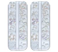 ibasenice 2 cajas de dijes 3D para uñas con temática oceánica: juego de 12 dijes de resina para uñas con motivos playeros de verano, con conchas, caracolas, palmeras, estrellas de mar y perlas,