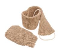 ibasenice 2 Guantes Exfoliantes de Yute y Ramio y Exfoliante Corporal Tiras Largas en Color Marrón para Limpieza de Espalda