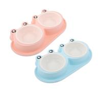 ibasenice 2 Juegos Comedero para Gatos con Diseño de Doble Tazón Antideslizante de Plástico para Gatitos Cachorros y Mascotas Pequeñas Fácil de Limpiar y para Exteriores