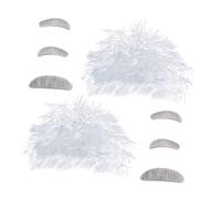 ibasenice 2 Juegos Peluca Blanca para Cosplay de Científico con Barba y Cejas Accesorio de Disfraz para Fiestas Temáticas y Halloween