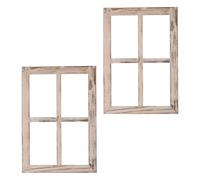 ibasenice 2 Marcos de Ventana Rústicos de Madera para Decoración de Pared Control de Luz y Privacidad, Estilo Vintage para Baño o Ambiente de Casa de Campo