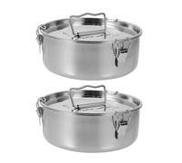 ibasenice 2 moldes redondos de acero inoxidable para flan con tapa y cierre de seguridad - Aptos para horno, ideales para hornear al baño maría y preparar tarta de queso.