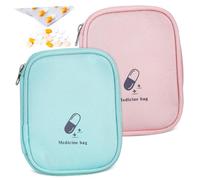 ibasenice 2 piezas Bolsa de Medicina Portátil de Oxford Resistente al Agua Compacta y Ligera con Compartimentos Múltiples para Viajes y Emergencias de Rosa y Verde