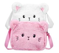 ibasenice 2 piezas Bolso Bandolera de Felpa para Suave y Cómodo con Cremallera Segura Pequeño Ajustable de Unidades Blanco y Rosa para Guardar Monedas y Objetos Personales