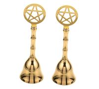ibasenice 2 piezas Campanas de Mano de Latón con de Campanas de Altar con Sonido Claro y Fuerte Decoración Ritual para Ancianos Maestros y Restaurantes Accesorio Vintage para Ceremonias