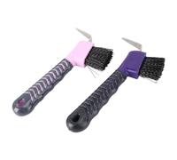 ibasenice 2 piezas Cepillo de Limpieza de Pezuñas de Caballo Herramienta de Doble con Gancho para Limpiar Herraduras Cepillo para Eliminar Suciedad para Caballos y Cabras Color Aleatorio