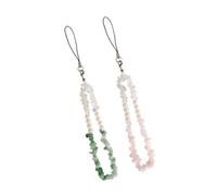 ibasenice 2 Piezas Cordón para Teléfono Móvil Piedras de Cristal Verde y Rosa, Diseño Estilizado y Función Antipérdida, Fácil de Instalar para Uso Diario