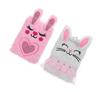 ibasenice 2 piezas Cuaderno Peluche Infantil Unidades con Tapa de Conejo Suave y Portátil para Diario y Escritura Creativa