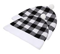 ibasenice 2 Piezas Funda De Asiento De Coche De Navidad Cubierta De Reposacabezas De Coche De Navidad Fundas De Reposacabezas a Cuadros Gorra Franela Forro De Asiento Único