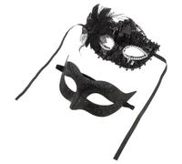 ibasenice 2 Piezas Máscara de Media Cara Negra de Plástico Pintura Intrincada y Escultura Elevada para Parejas en Fiestas de Disfraces y Eventos Teatrales