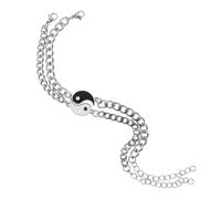 ibasenice 2 Piezas Pulsera de Pareja de Tai Chi Acero Inoxidable Conjunto de Collar y Pulsera para Él Ella para San Valentín