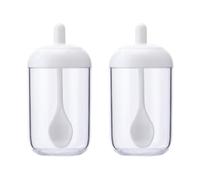 ibasenice 2 Piezas Recipiente para Condimentos con Cuchara, Caja de Condimentos con Tapa y Cuchara, Pp/pc, Blanco, para Sal y Pimentón, Cocina