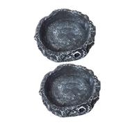 ibasenice 2 Piezas Tazón de Agua de Agua trepadora Agua de Reptiles y tazón de Comida comederos para Reptiles Bandeja de Agua de Reptil Platos de Comida para Mascotas Resina sintética