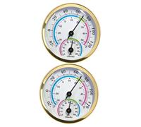 ibasenice 2 piezas Termómetro Higrómetro para Interiores y Exteriores Medidor de Temperatura y Humedad Resistente y Fácil de Leer para Oficinas Almacenes y Jardines de Unidades Color Dorado