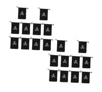 ibasenice 20 Bolsas de Obsequio Cordón Pirata para Halloween, Tamaño 15.5x11.5 Cm, Diseño Calavera Huesos, Bolsa de Almacenamiento para Monedas y Joyería, Decoración para Fiestas Temáticas