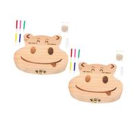 ibasenice 2juego Cajas De Dientes De Leche Con Pinzas y Bolígrafo Caja De Madera Para Almacenar Recuerdos Diseño De Hipopótamo