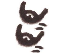 ibasenice 2juegos Patillas Simuladas Marrones Barba y Bigote Falsos Realistas Accesorio para Disfraz de Anciano Cosplay de Papá Noel Vello Facial para Fiesta Navideña por Paquete