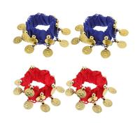 ibasenice 2pares Accesorios De Baile Campanas De Muñeca Para Danza Del Vientre Pulseras De Campana Azul y Rojo Joyería Para Bailarina Presentaciones De Danza