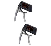 ibasenice 2piezas Afinador Digital Capo Clip Guitarra Acústica y Eléctrica Pantalla Lcd Alta Sensibilidad Compatible Ukelele y Banjo Color Plata