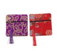 ibasenice 2piezas Monedero Bordado Elegante para Guardar Joyas Bolso de Cremallera y Cinta Adhesiva para Bolso para Uñas de Pipa y Porta Cinta Varios estilos