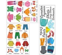 ibasenice 3 Hojas de Calcomanías para Clasificar Ropa de Tocador Diseño de Palabras Claras, Material Pvc Resistente y Fácil de Usar para Organizar Armarios Infantiles
