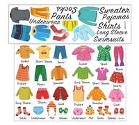 ibasenice 3 Hojas Pegatinas para Ropa de Pvc Diseño de Palabras Claras para Organizar y Clasificar Ropa de Niñas Armarios y Tocadores