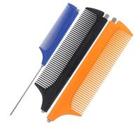 ibasenice 3 peines retráctiles de dientes finos para separar y cortar el cabello - Peine de acero con punta para separar el cabello, ideal para peinar y trenzar el de la mujer, 4.9 x 1.1 pulgadas.