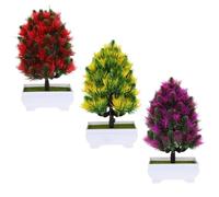 ibasenice 3 Piezas Bonsái de Pino Artificial para Escritorio, Planta Decorativa de Plástico, Fácil de Limpiar y Cuidar, Adecuado para Decoración de Interiores Hogar